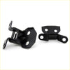 Black metal upper lower door hinge brackets with matte finish and circular holes for toyota hilux 1979 to 1988