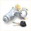 Silver metal car ignition switch assembly with yellow connector and two black key fobs for toyota hilux steering column