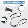 Black v-ribbed serpentine drive belt with smooth rubber surface and reinforced edges for 2004-2006 toyota solara 2.4l