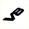 Black glossy plastic car emblem shaped like a stylized z with two horizontal slots v8 emblem design