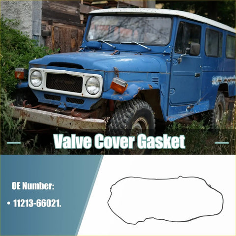 Black rubber valve cover gasket for toyota land cruiser 4.5l m/t with oem number 11213-66021 visible