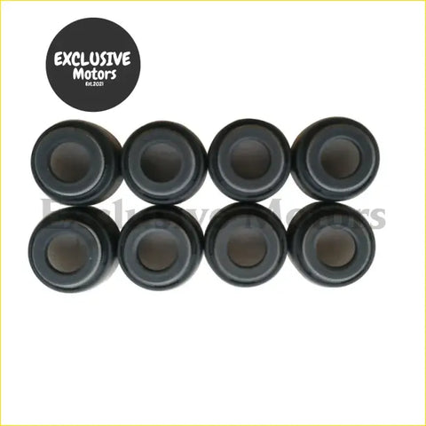 Eight black rubber valve stem oil seals for toyota hilux 1992-2005 1kz engine arranged in two rows