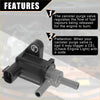 Black plastic vapor canister purge valve with gray metal fittings and top circular opening for Toyota Tacoma 2016-2023