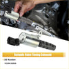 Silver and black variable valve timing solenoid with ribbed end cap and connector for 2003-2004 toyota matrix