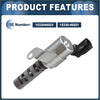 Silver metallic vvt solenoid actuator with black plastic connector and machined metal body for toyota mark ii back view