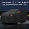 Waterproof black 210d-pu car cover with orange reflective strips for nighttime visibility for toyota bz4x back side