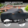 Black windproof waterproof 210d-pu car cover with orange trim and elastic edges for Toyota Tundra 2014-2023