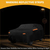 Black reflective waterproof all weather car cover with orange safety strips for toyota 4runner 2010-2023