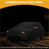 Black waterproof all weather car cover with reflective orange strips for nighttime visibility on toyota c-hr