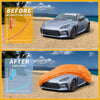 Orange waterproof all weather cotton car cover for toyota gr86 2022-2023 shown from the back side