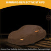 Brown reflective waterproof all weather car cover with orange safety strips for Toyota GR86 2022-2023 cotton material