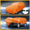 Orange waterproof all weather car cover with black adjustable straps and buckle for toyota highlander 2014-2023