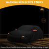 Black reflective waterproof all weather car cover with orange warning strips for toyota mirai sedan 2016 2023