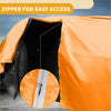 Bright orange waterproof all weather car cover for toyota sienna with silver zipper for easy access visible from back side