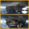 Black waterproof truck cover with orange trim and adjustable strap buckle for toyota tacoma 2016-2023