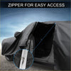 Black waterproof aluminum film car cover with white zipper for easy access fits toyota bz4x 2022-2023