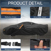 Black waterproof aluminum film car cover with orange reflective and windproof buckled straps for Toyota GR86 back side