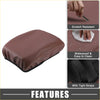 Brown leather waterproof armrest box cover with black trim and stitching for toyota tacoma 2016-2023