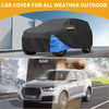 Black and blue waterproof car cover with reflective yellow stripes made of oxford cloth for Toyota Highlander 2014-2023