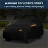 Black reflective waterproof car cover with glowing orange safety strips and driver door zipper for toyota 4runner