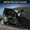 Black waterproof car cover for Toyota Tacoma with driver door zipper for easy access and full protection