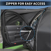 Black waterproof car cover for toyota tundra with driver door zipper for easy access shown from back side
