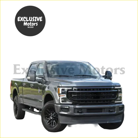 Dark gray metallic ford f-250 super duty with black wheels and chrome grille featuring weatherstrips x 4 kit