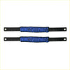 Webbed grab handle pair with blue and black paracord wrapped grips and metal grommets for easy mounting