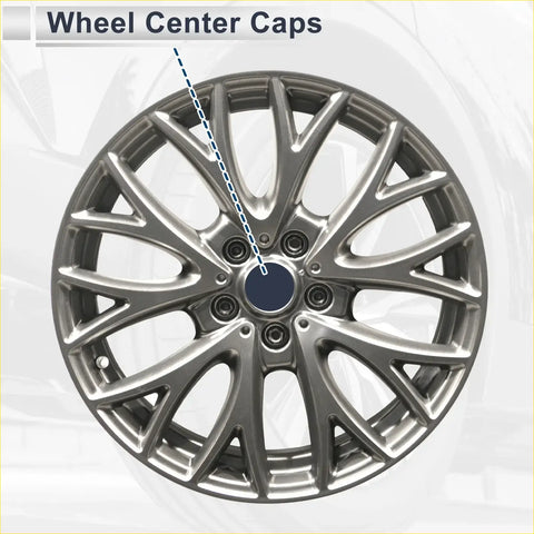 Silver alloy wheel center cap with dark blue face and five bolt holes for toyota land cruiser 2008-2021