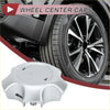 White five-spoke wheel center cap with textured surface and mounting tabs for toyota rav4 2006-2012 silver tone plastic