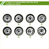 Eight types of wheel lock lug nut anti-theft keys for toyota with star-shaped heads and black rubberized grips shown in chart