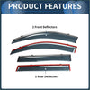 Set of four transparent window deflectors with red trim and chrome accents for Toyota RAV4 2006-2012 side windows