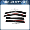 Black and red glossy front and rear window deflectors for 2019 toyota rav4 side window vent visors