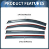 Set of four sleek transparent automotive window deflectors with red trim and chrome accents for toyota sienna 2021-2024