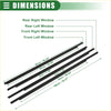 Black rubber window weatherstrip trim seal belt kit with labeled dimensions for toyota prius car windows