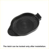 Black plastic windshield washer fluid reservoir cap with circular center and two side latches for toyota echo 2002-2005