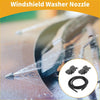 Black plastic windshield washer nozzle kit with attached rubber hose for Toyota 4Runner 2010-2023 shown from back side