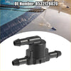 Black plastic windshield wiper washer nozzle with three threaded ports for toyota 4runner 2003-2023 back side view