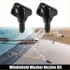 Black plastic windshield washer nozzles with gold fittings for toyota 4runner wiper spray jet detail