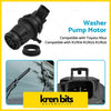 Black plastic wiper windscreen washer pump motor with circular housing and ribbed base for toyota hilux kun16 back side