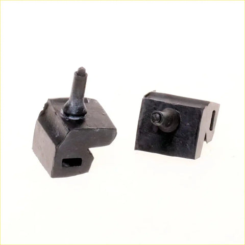 Black rubber engine mount with cylindrical protrusion and rectangular base for nissan datsun 720 bonnet rubber bumper