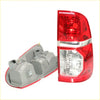 X2 tail rear lights for Toyota Hilux 2005-2014 in red and clear plastic with chrome trim shown with gray mounting bracket